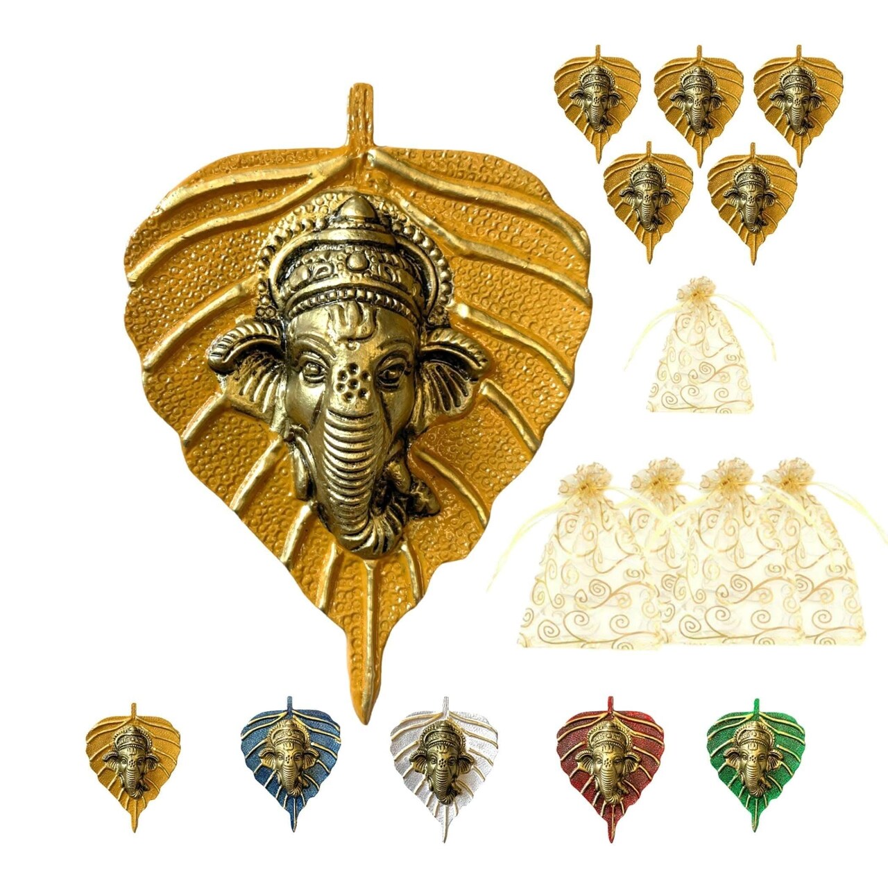 Leaf Ganesha Return Gift, Diwali Navrathri Decoration, Ganesh Wall Decor,housewarming Gift,indian Wedding, Pooja Puja Favor, Idol Statues, Feng Shui